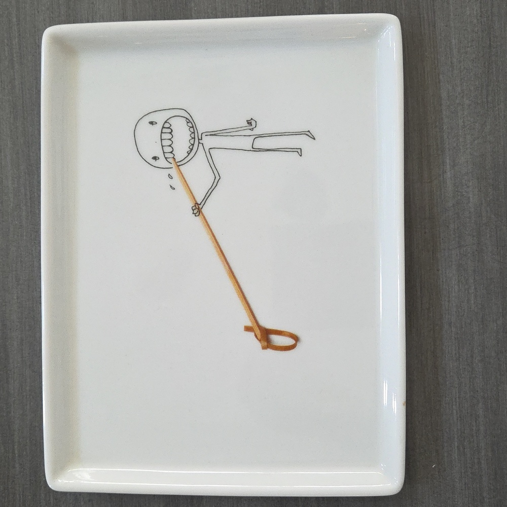 CRATE & BARREL CB2 OLIVER RECTANGLE APPETIZER PLATE    TOOTHPICK 2009 RETIRED